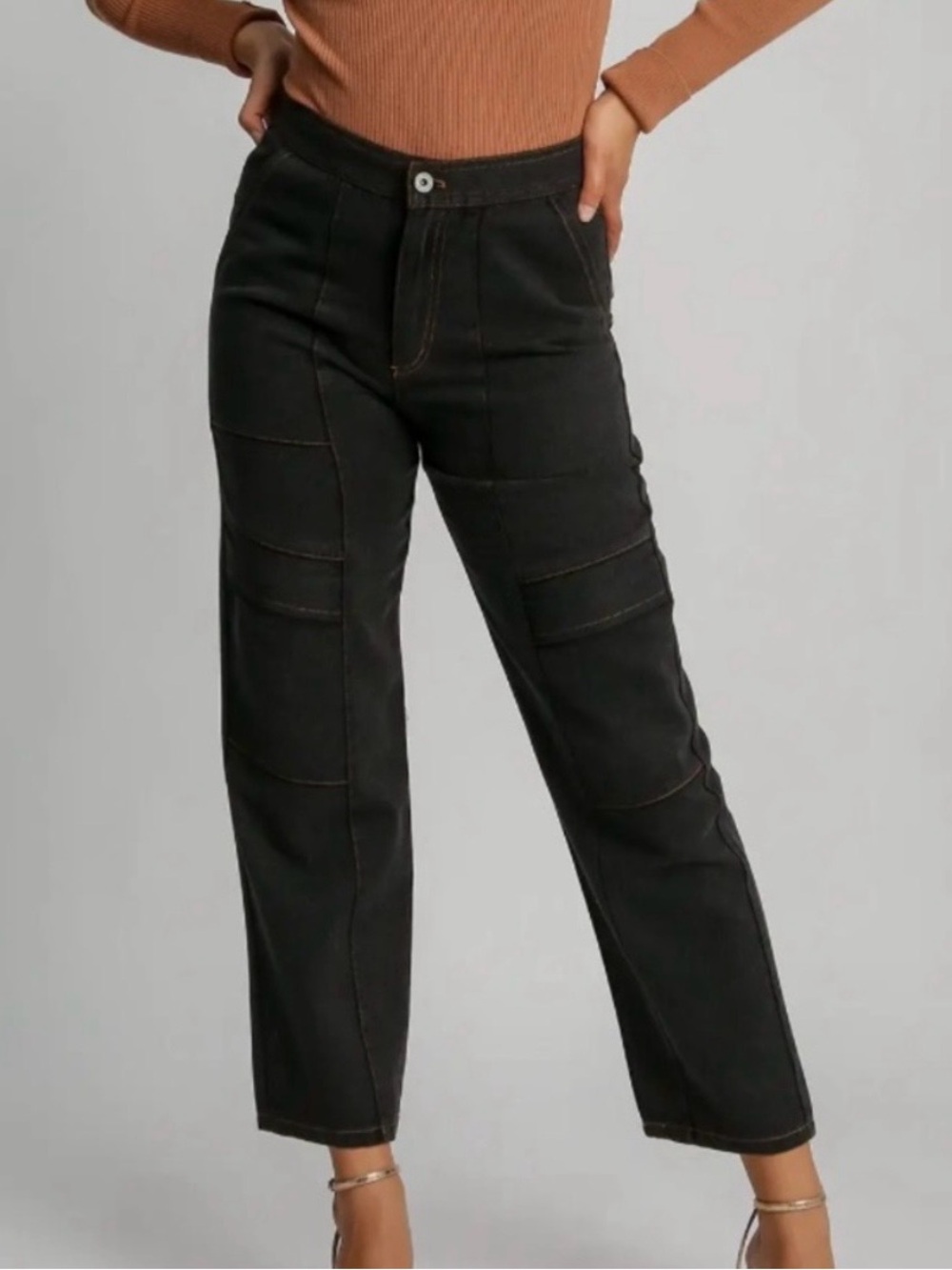 Umgee Black Ankle Cargo Panel Jeans NWT-M